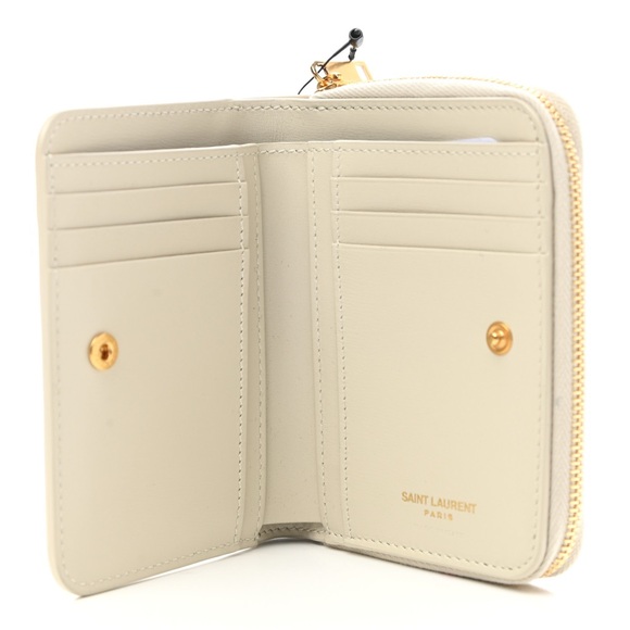 YSL Calfskin Compact Zip Around Wallet Crema Soft - Picture 2 of 6